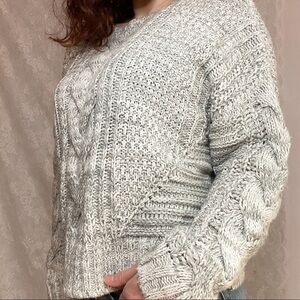 Moon & Madison Medium Chunky Cable Knit Sweater Boho Casual Fall Winter
